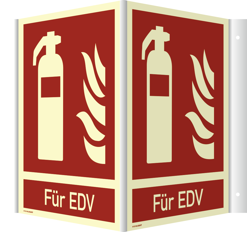 Winkelschild Feuerlöscher (Für EDV), Brandschutzzeichen, ISO 7010