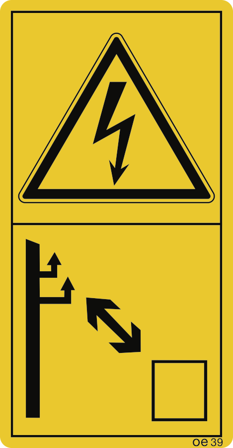 Ausreichenden Abstand zu elektrischen...(Hochformat), Symbolschild, ISO 11684