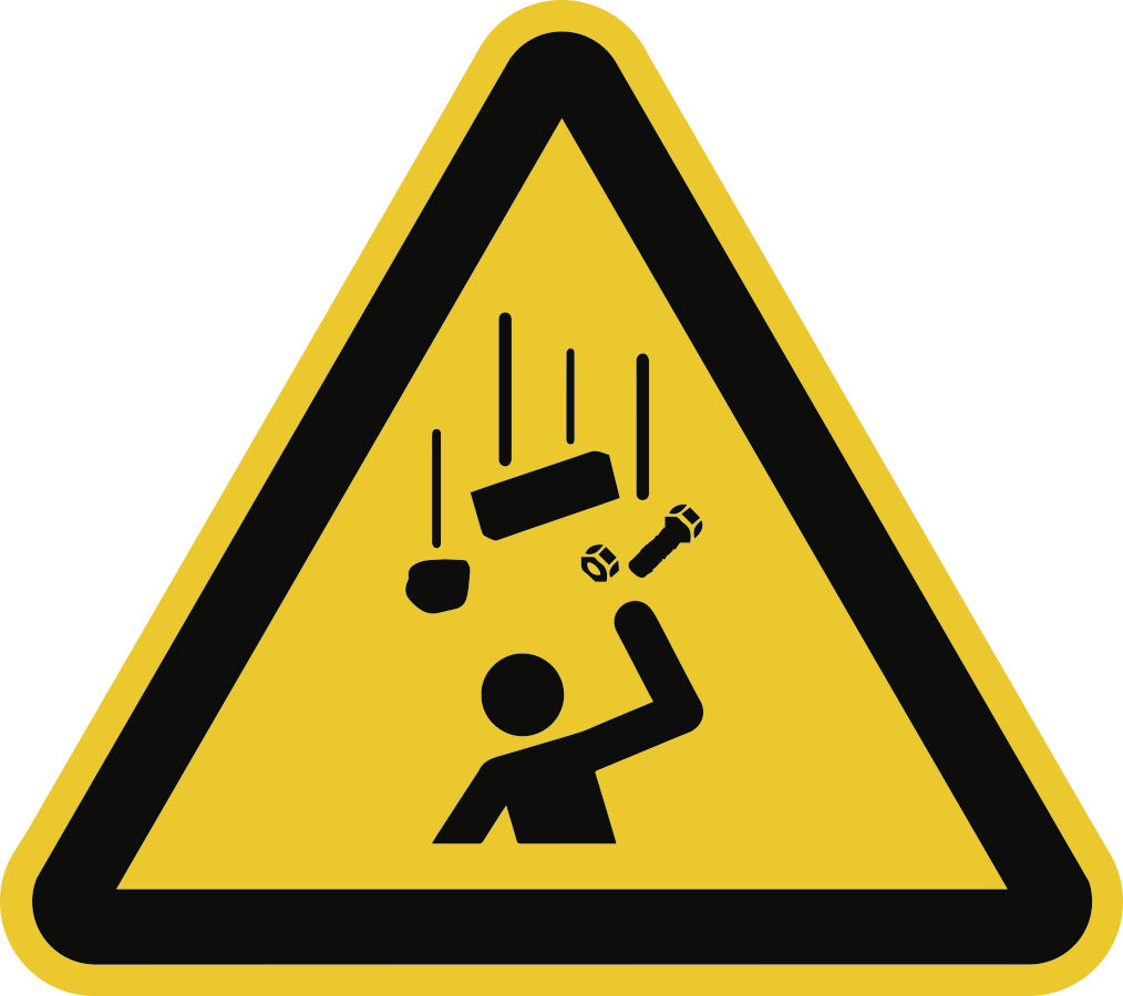 Warnung vor herabfallenden Gegenständen, Warnzeichen, ISO 7010, Ø 100 mm, Folie, Stück