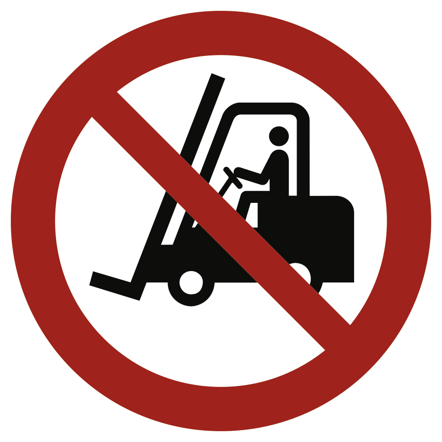 Für Flurförderzeuge verboten, Verbotszeichen, ISO 7010, nur Symbol, Ø 100 mm, Folie