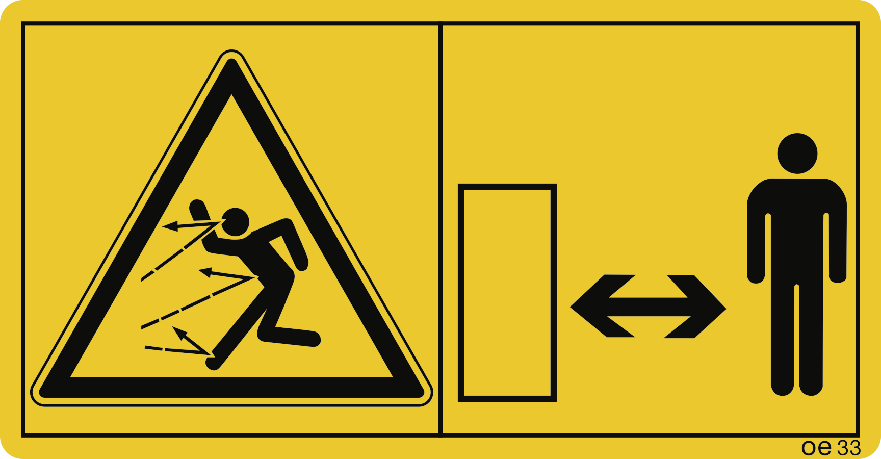 Gefahr durch fortschleudernde Teile bei laufendem Motor ..., (Querformat), Warnzeichen, ISO 11684, 168x88 mm, Folie, 2 Stück/Bogen