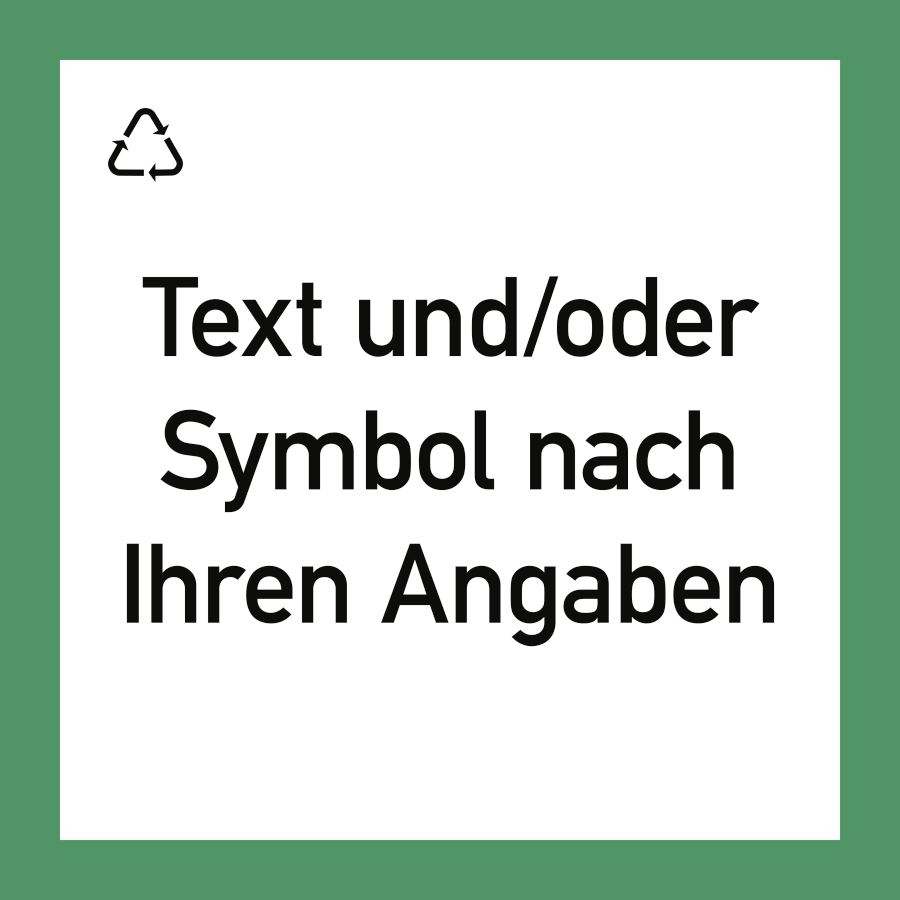 Wertstoffkennzeichen mit Text nach Ihren Angaben
