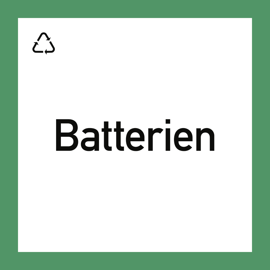 Wertstoffschild "Batterien", Hinweisschild, 300 × 300 mm, Folie