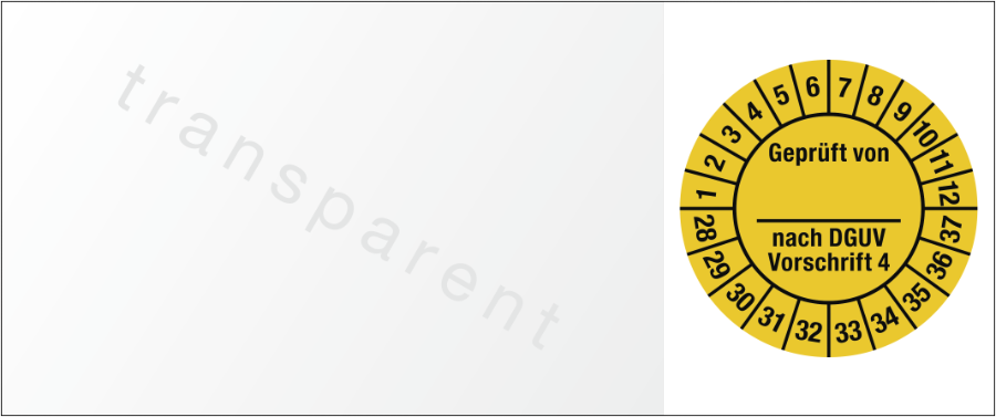 Kabelprüfplakette Geprüft nach DGUV Vorschrift 4, 2028–2037, Folie, 25x60 mm