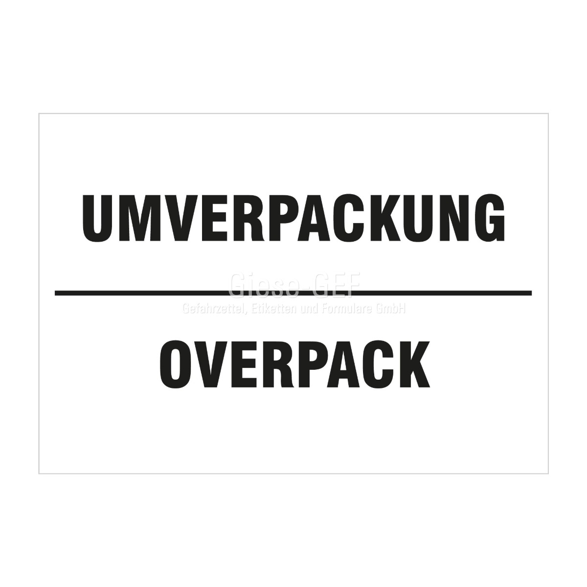 Aufkleber Umverpackung / Overpack 2-sprachig Deutsch / Englisch, 14,8 x 10,5 cm, Haftfolie BS 5609