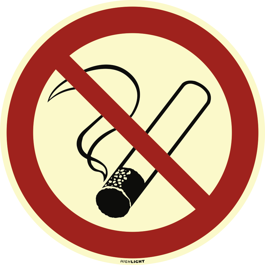 Rauchen verboten, Verbotszeichen, BGV A8, nur Symbol, Ø 200 mm, Kunststoff, langnachleuchtend