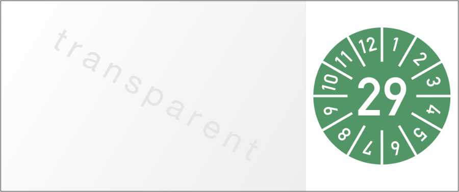 Kabelprüfplakette Jahr mit Monaten 2029, Folie, 25x60 mm