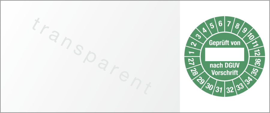 Kabelprüfplakette Geprüft von nach DGUV Vorschrift, 2027–2036, Folie, 25x60 mm