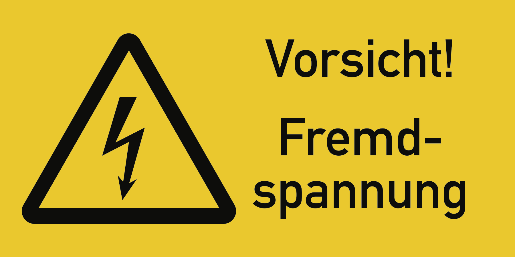 Vorsicht! Fremdspannung, Warnzeichen, ISO 7010, 105x52 mm, Folie, Stück