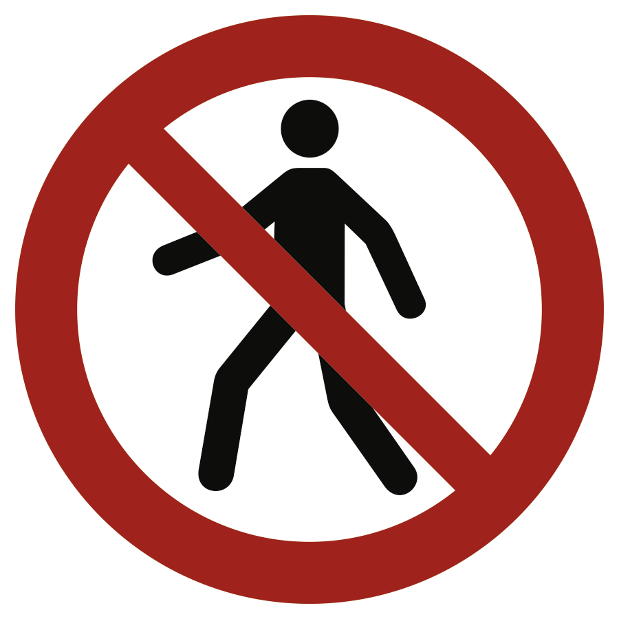 Für Fußgänger verboten, Verbotszeichen, ISO 7010, nur Symbol