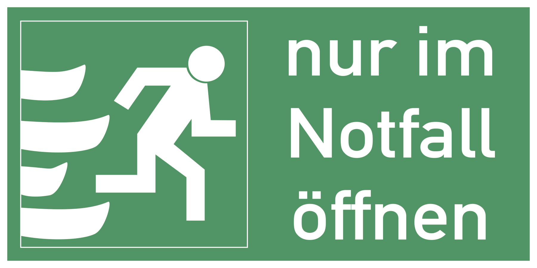 Nur im Notfall öffnen rechtsweisend (Querformat), Rettungszeichen