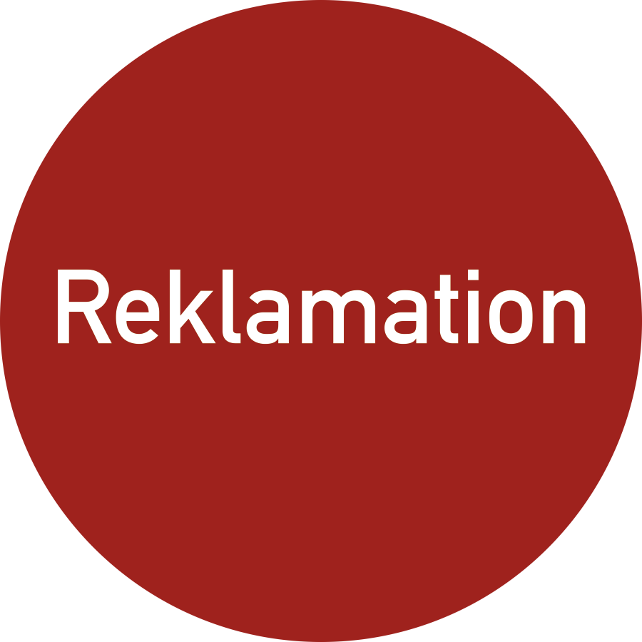 Reklamation, Hinweisschild, Ø 35 mm, Folie selbstklebend