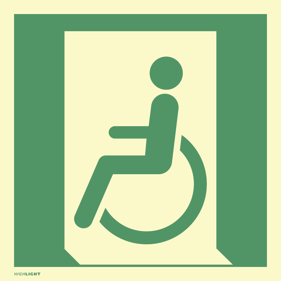 Notausgang gehbeeinträchtigt links, Rettungszeichen, 148 × 148 mm, PVC-U