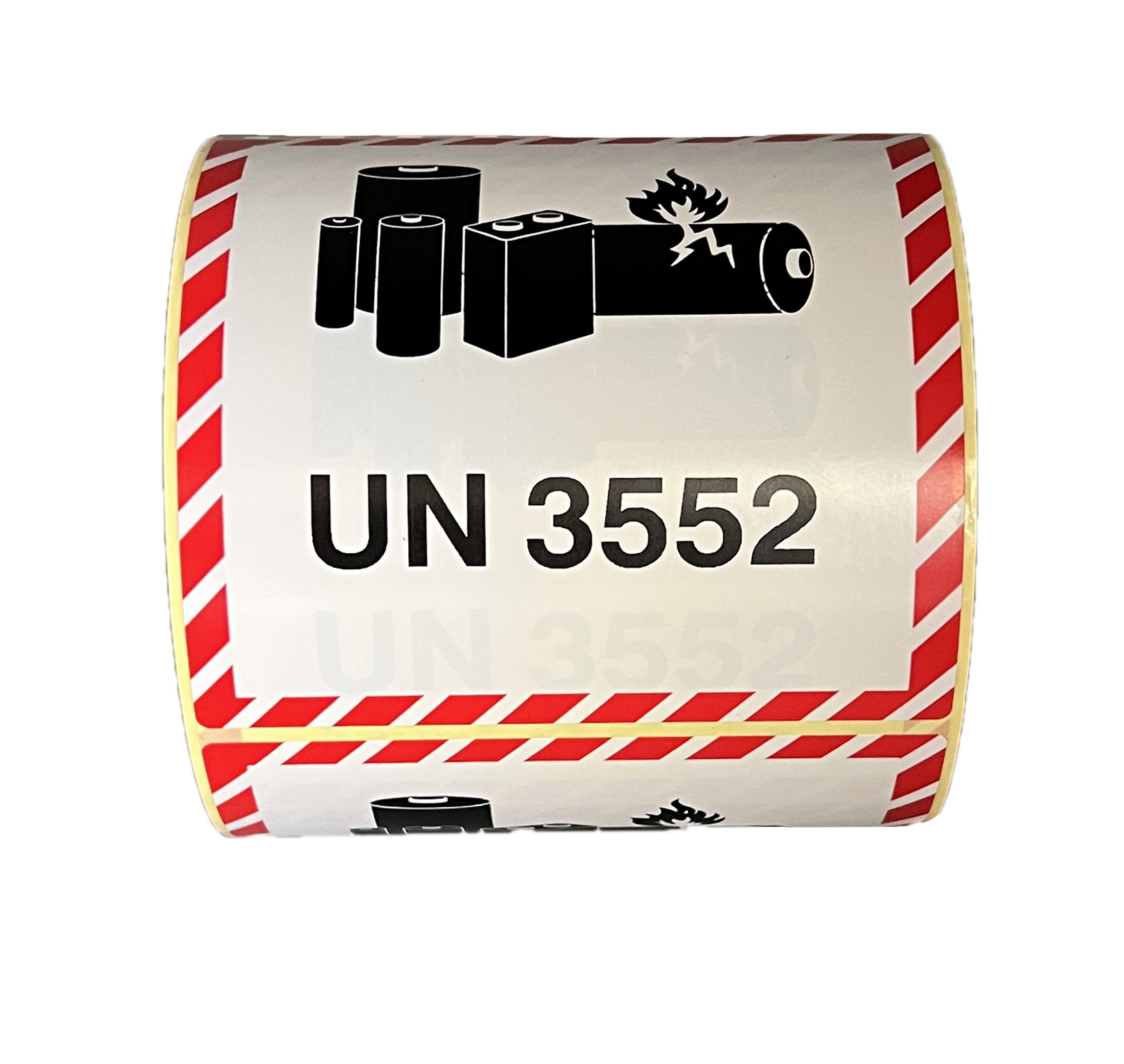 Gefahrgutaufkleber UN 3552 / UN3552 Natrium-Ionen-Batterien, 10 x 10 cm, Haftpapier, 500 Stück pro Rolle