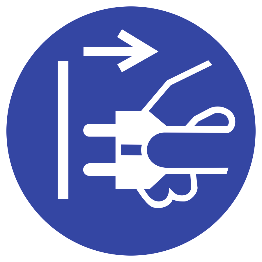 Netzstecker ziehen, Gebotszeichen, ISO 7010, Ø 20 mm