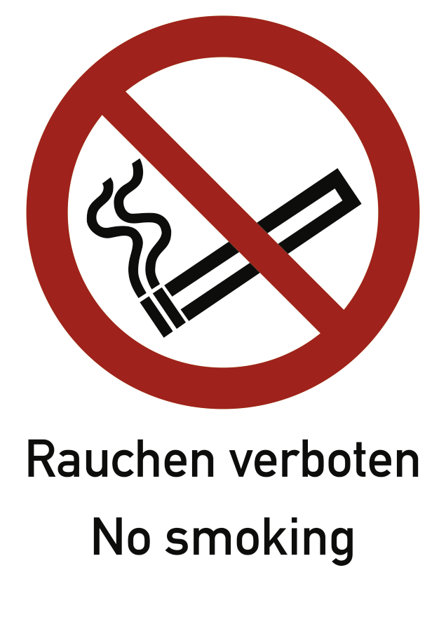 Rauchen verboten No smoking, Verbotszeichen, ISO 7010, 210x297 mm, Folie