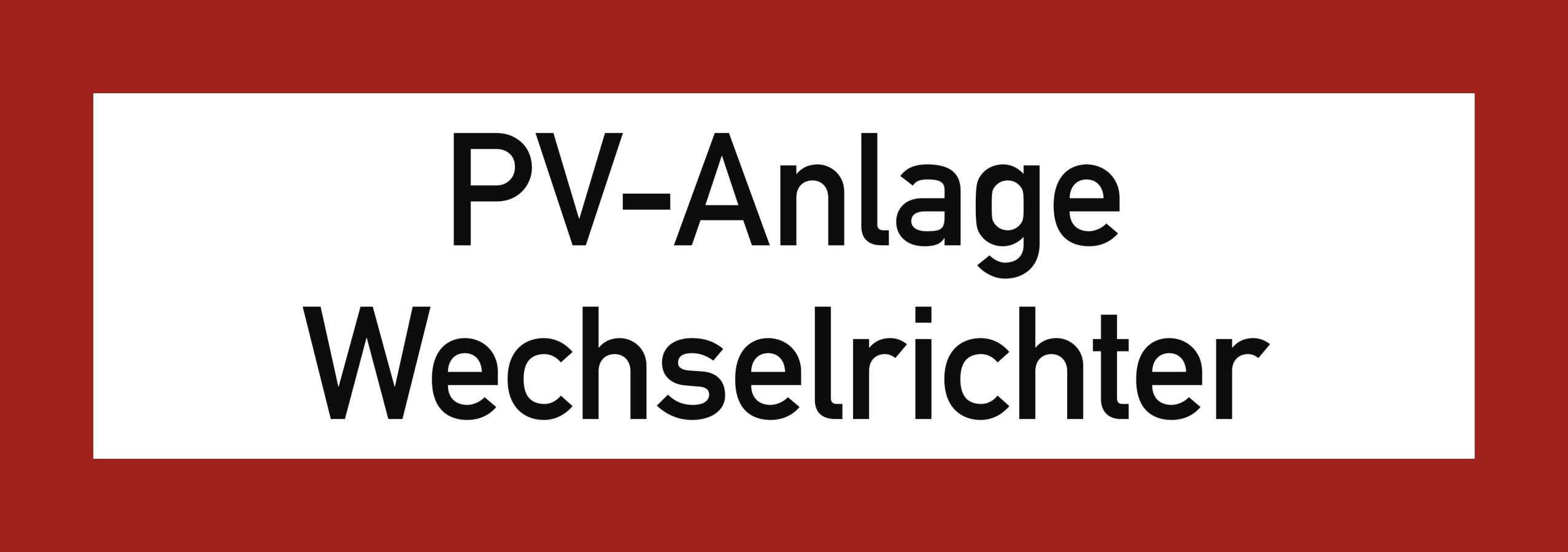 PV-Anlage Wechselrichter, Brandschutzzeichen, DIN 4066