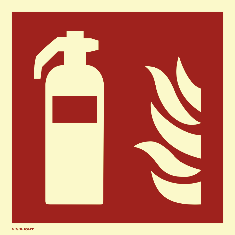 Feuerlöscher, Brandschutzzeichen, ISO 7010, 200x200 mm, Kunststoff, Stück, langnachleuchtend