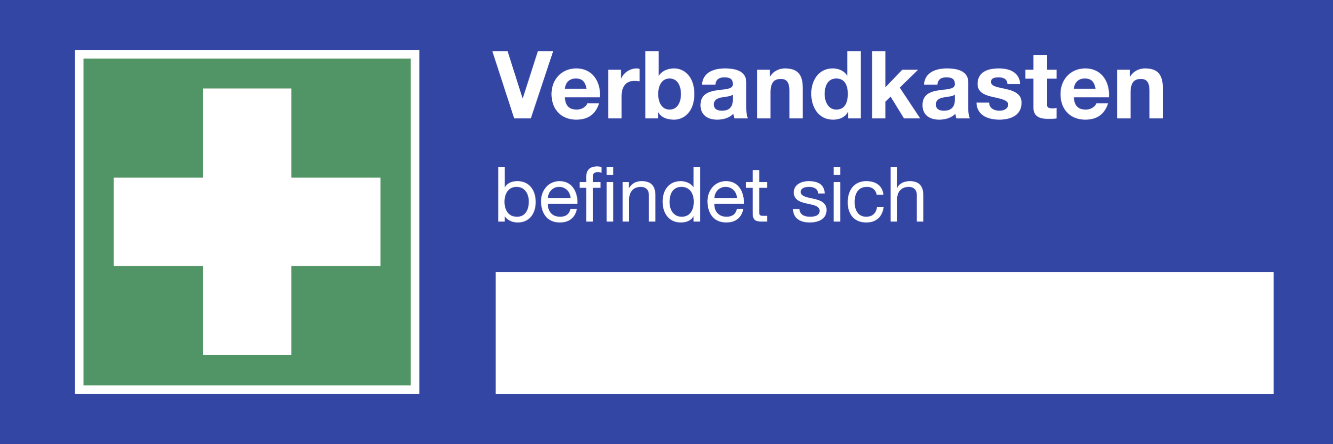 Verbandkasten befindet sich, Rettungszeichen, 500 × 200 mm, Kunststoff