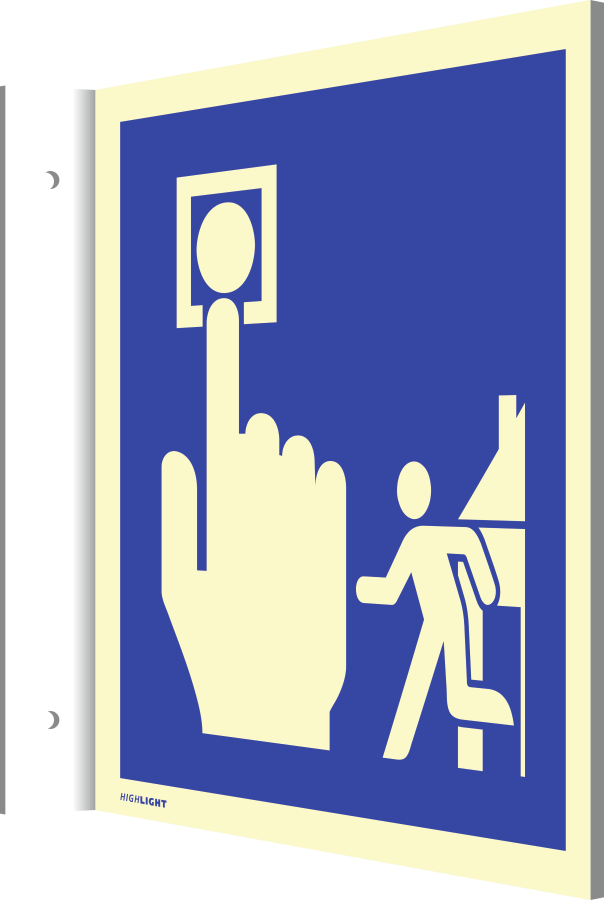 Fahnenschild Hausalarm (Brandmelder-Evakuierung), Brandschutzzeichen, 148x148 mm, Alu 0,6 mm, Stück, langnachleuchtend