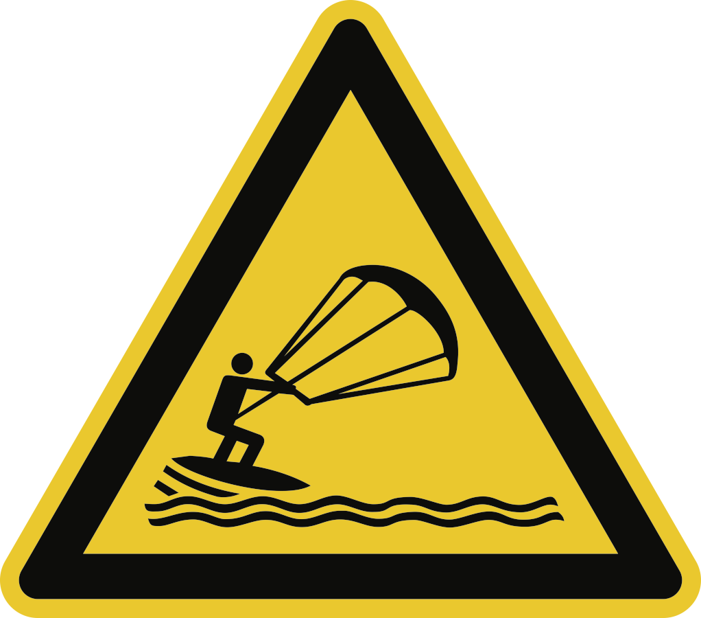 Warnung vor Kitesurfern, Warnzeichen, ISO 20712-1, 40 cm SL, Aluminium