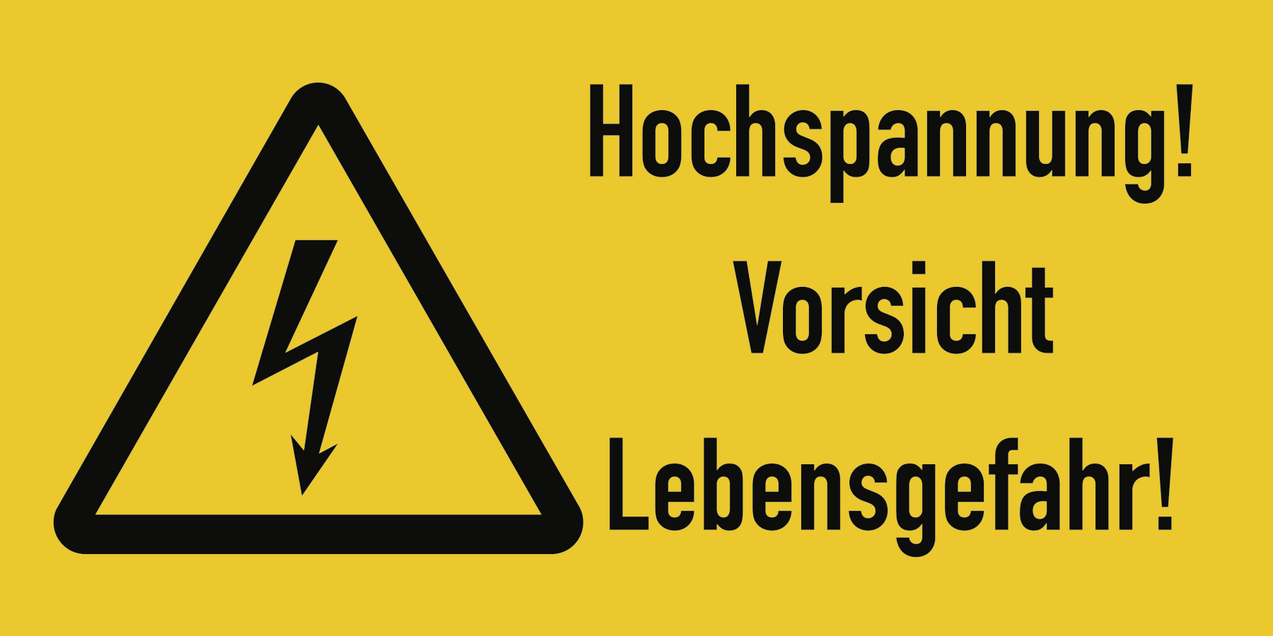 Hochspannung! Vorsicht Lebensgefahr!, Warnzeichen, ISO 7010, 105x52 mm, Folie, Stück