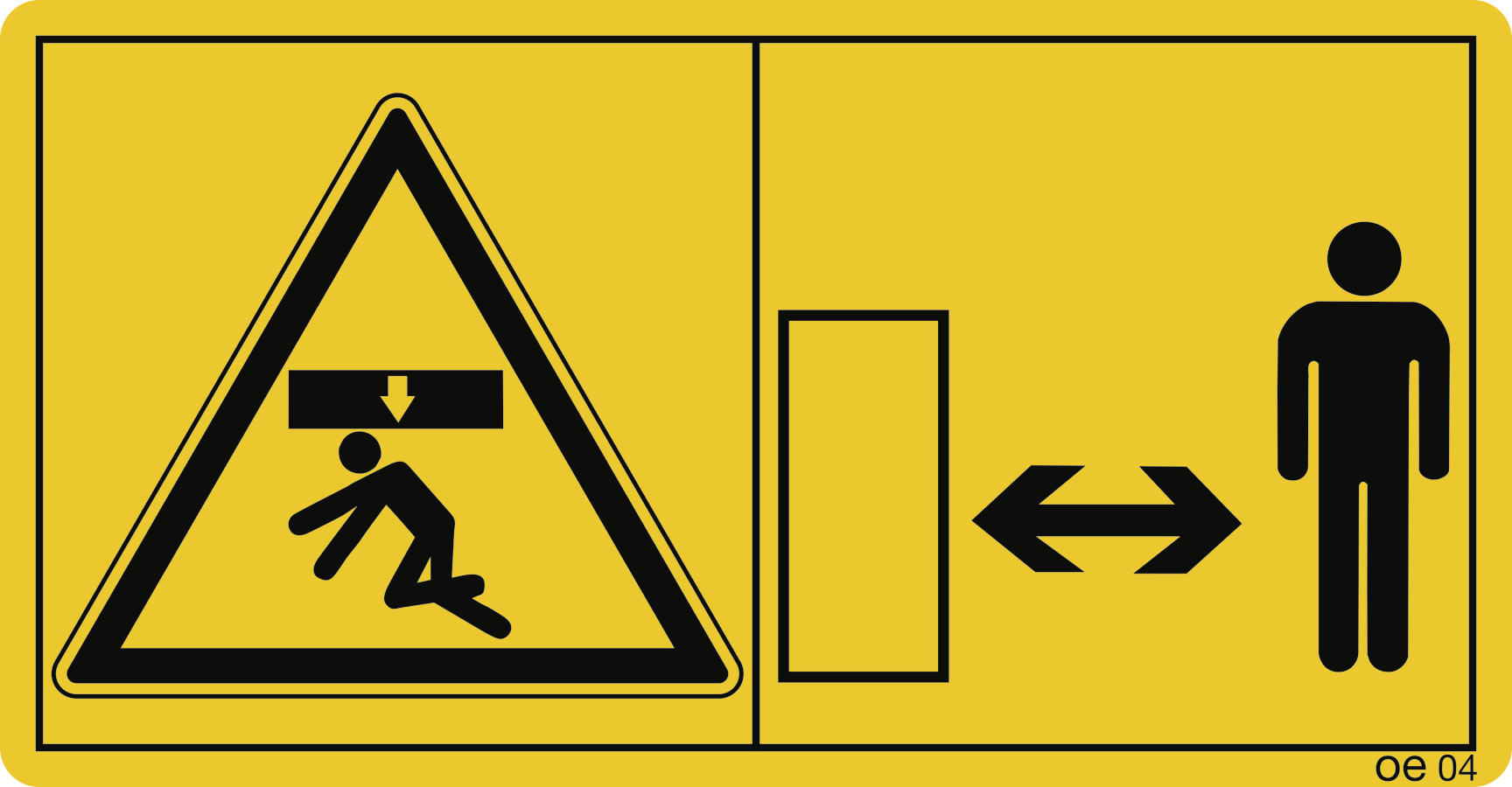 Nicht im Bereich einer angehobenen ungesicherten Last aufhalten (Querformat), Warnzeichen, ISO 11684, 168x88 mm, Folie, 2 Stück/Bogen